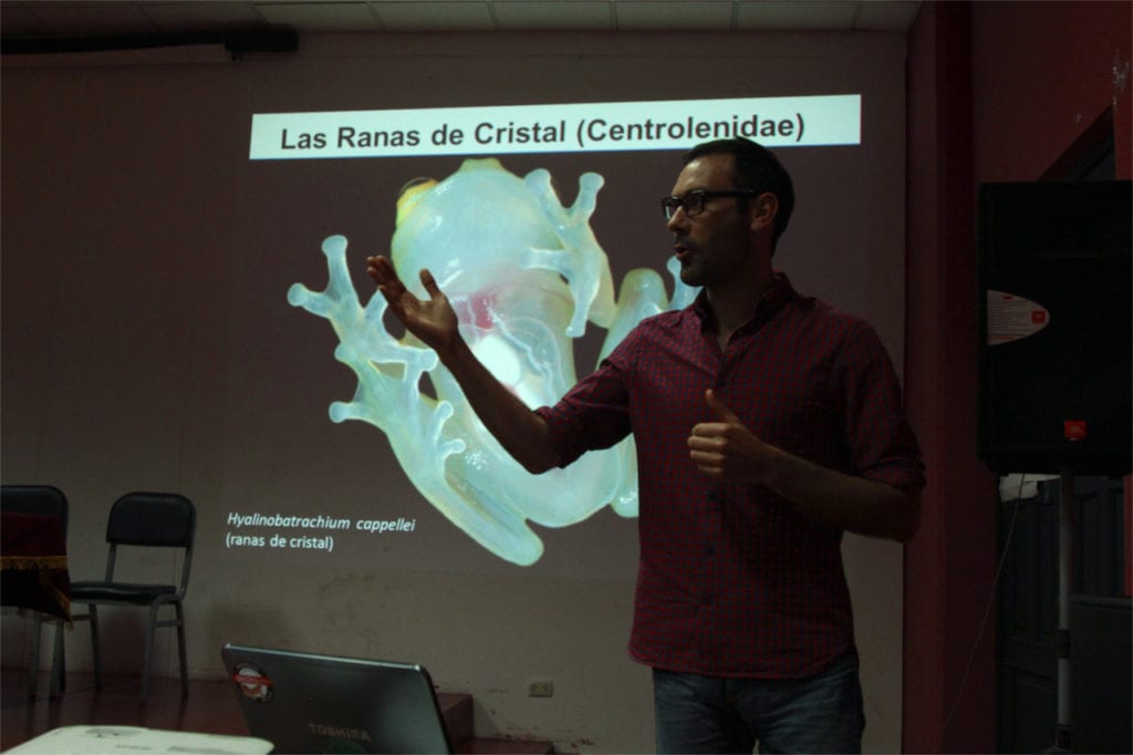 Dr. Santiago Castroviejo talking about the wonders of glassfrogs (Centrolenidae)