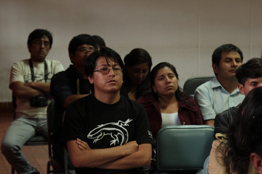 Students of the University of San Cristobal de Huamanga listening to our presentations.