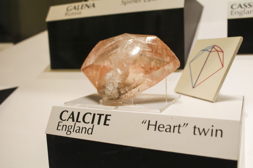 Calcite in a display case