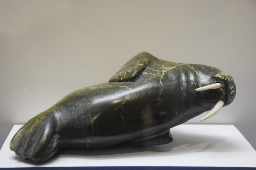 Walrus carved from soapstone and ivory