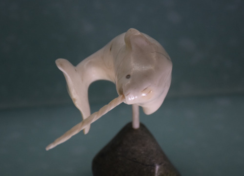 ivory and steatite narwhal statue
