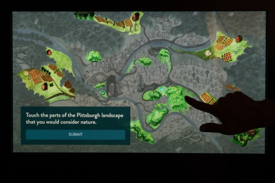 computer screen showing a map of green spaces