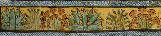 Detail showing mandrake, cornflowers, and red poppies
