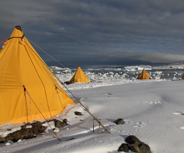 tents on the ground at Antarctica