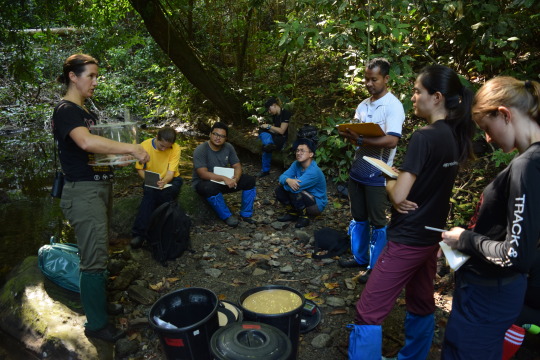 Jennifer Sheridan and students in Borneo