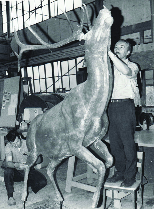 Otto Epping working on mammal taxidermy