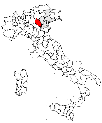 map of Italy highlighting the province of Verona