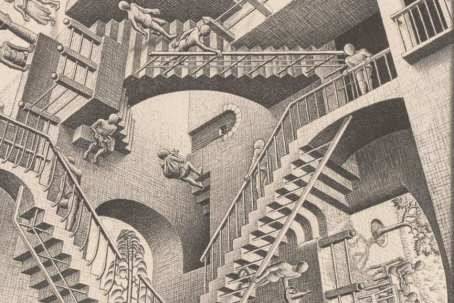 Detail of Relativity by Maurits Cornelius Escher, 1953