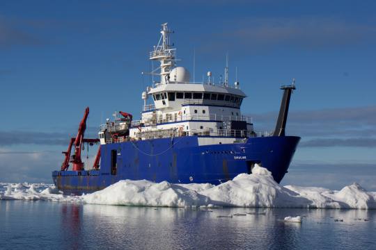 Ship in icy waters