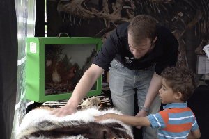 Kids touching fur