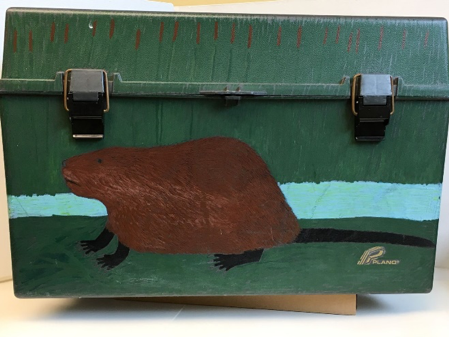 toolbox with muskrat painted on it