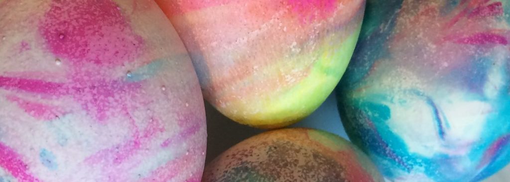close up dyed eggs