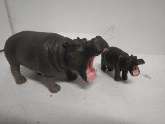 two South American hippo toys