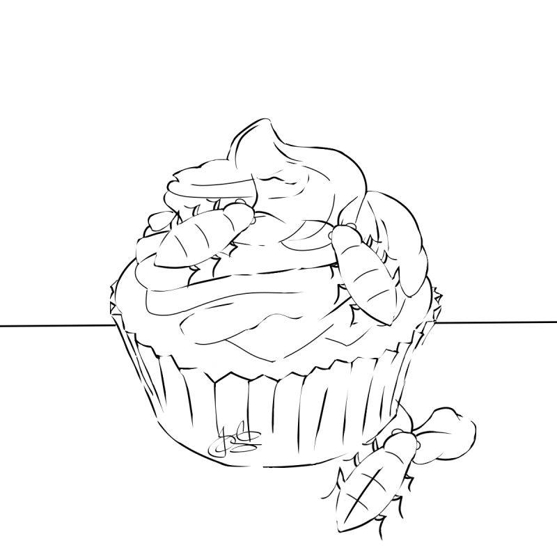 Cockroaches on cupcake coloring page