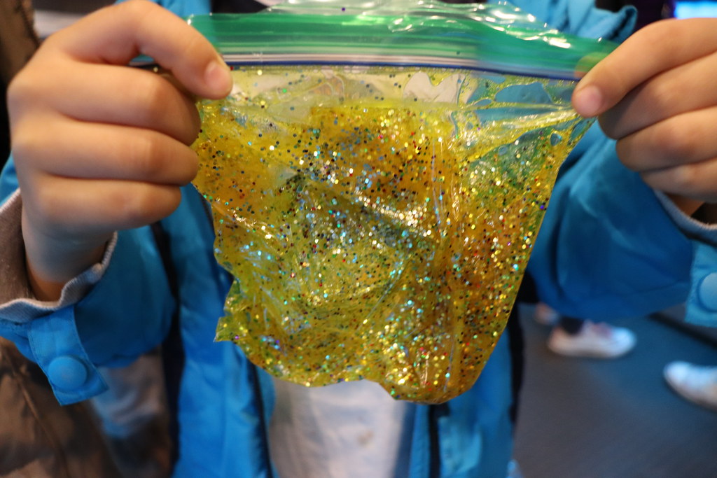 yellow slime with glitter