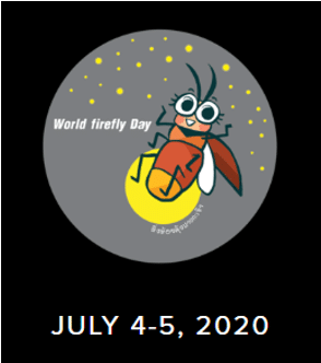 drawing of firefly that says World Firefly Day July 4-5, 2020