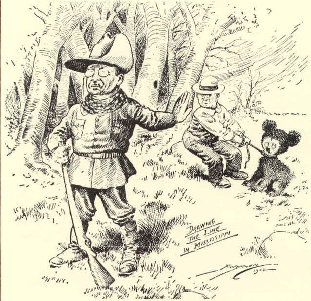 political cartoon of teddy and bear