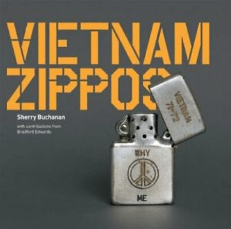 zippo lighter and yellow block letters that say Vietnam Zippos
