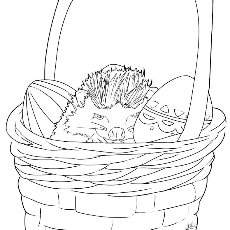 hedgehog in egg basket
