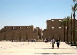 temple ruins and palm trees in Egypt