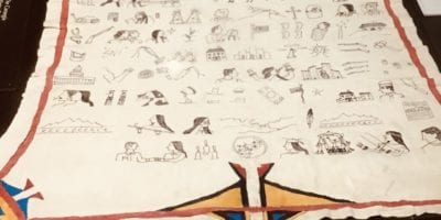 photo of winter count displayed in the museum