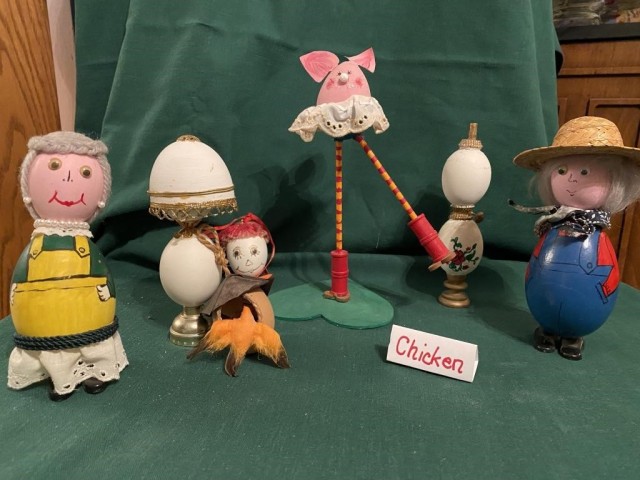 farm scene made from chicken eggs