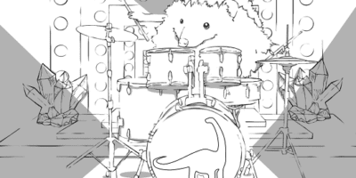 coloring page of hedgehog rock star