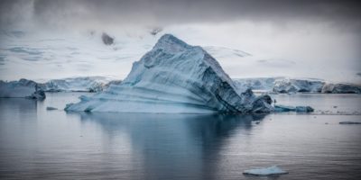 icebergs on a stormy day