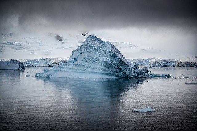 Icebergs on a stormy day. 