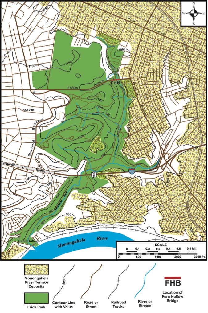 Geological map of the Fern Hollow Bridge and surrounding area. 
