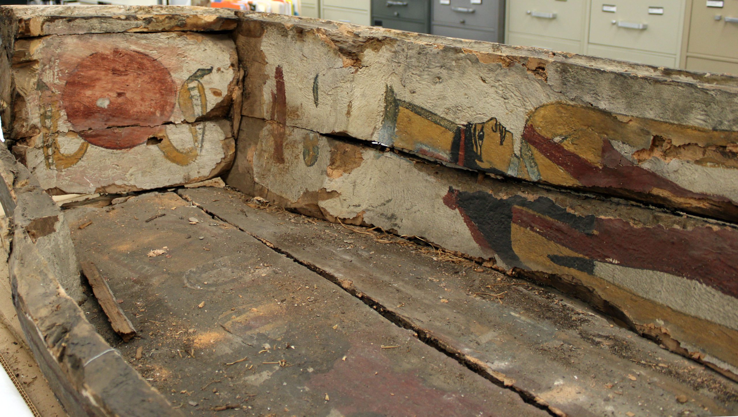 The interior of an Egyptian coffin