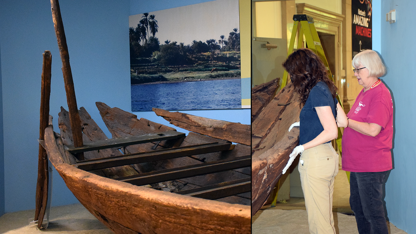 Lisa and Gretchen begin dismantling the Dashur Funerary Boat