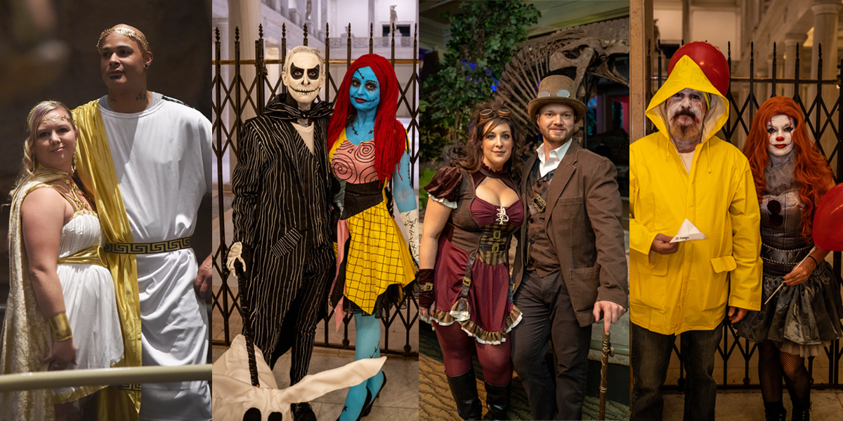 Costumed adults at the museum