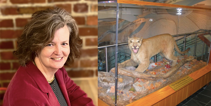 Dr. Carol Mahan and a Nittany Lion