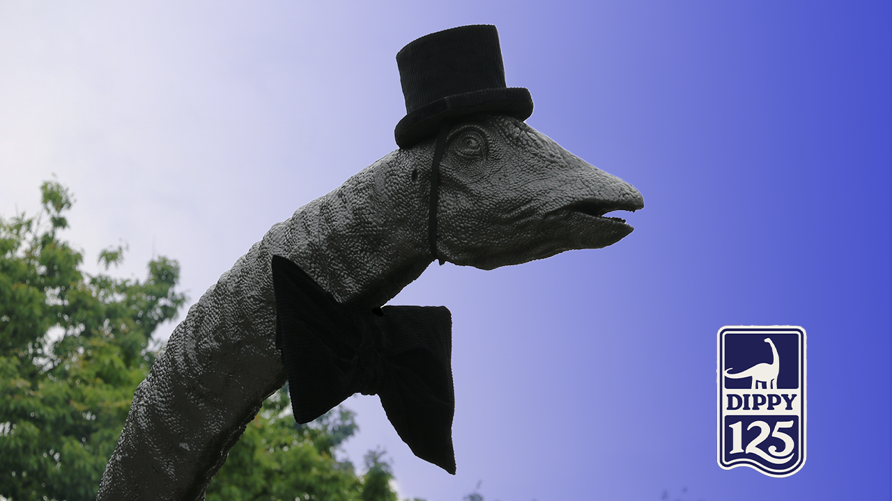 Dippy in a fancy top hat