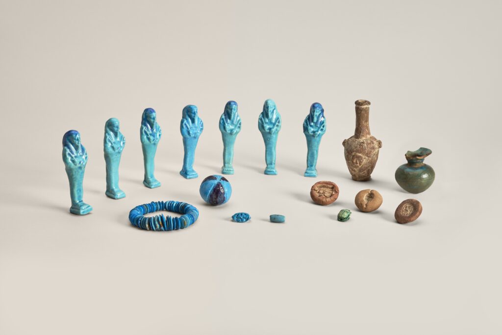 group of faience figures