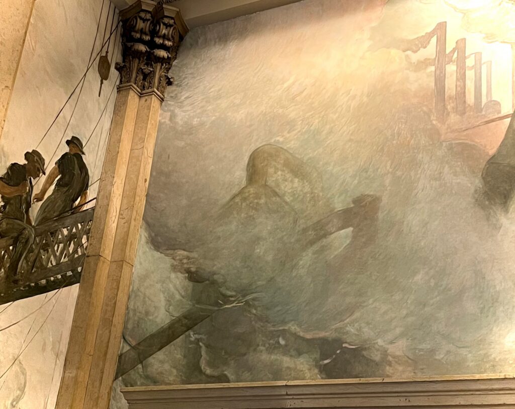 close up of a mural